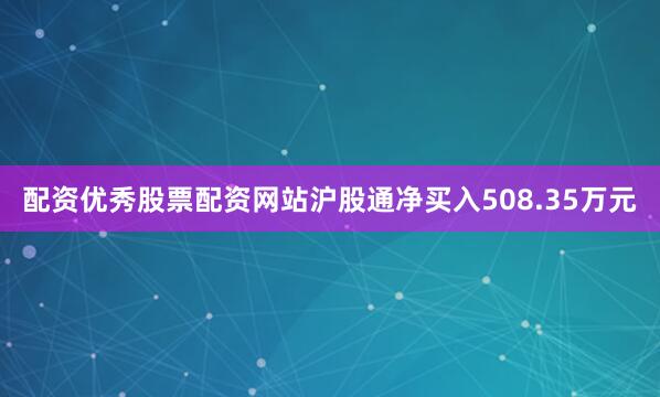 配资优秀股票配资网站沪股通净买入508.35万元